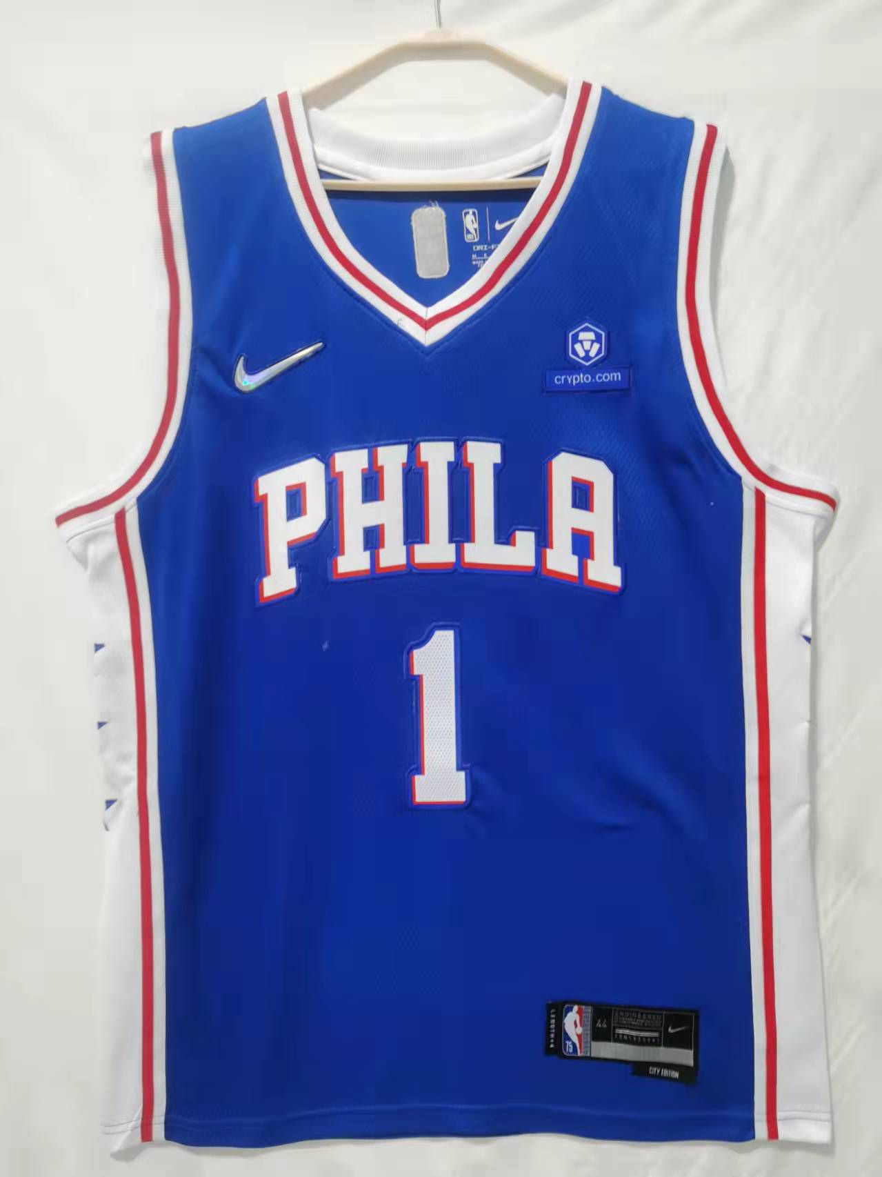 Cheap Men Philadelphia 76ers 1 Harden Blue Nike Game 2022 NBA Jerseys